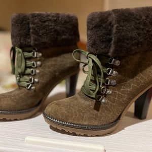 Via Spiga Leya Shearling Trimmed Bootie   Sz 8  NWOB